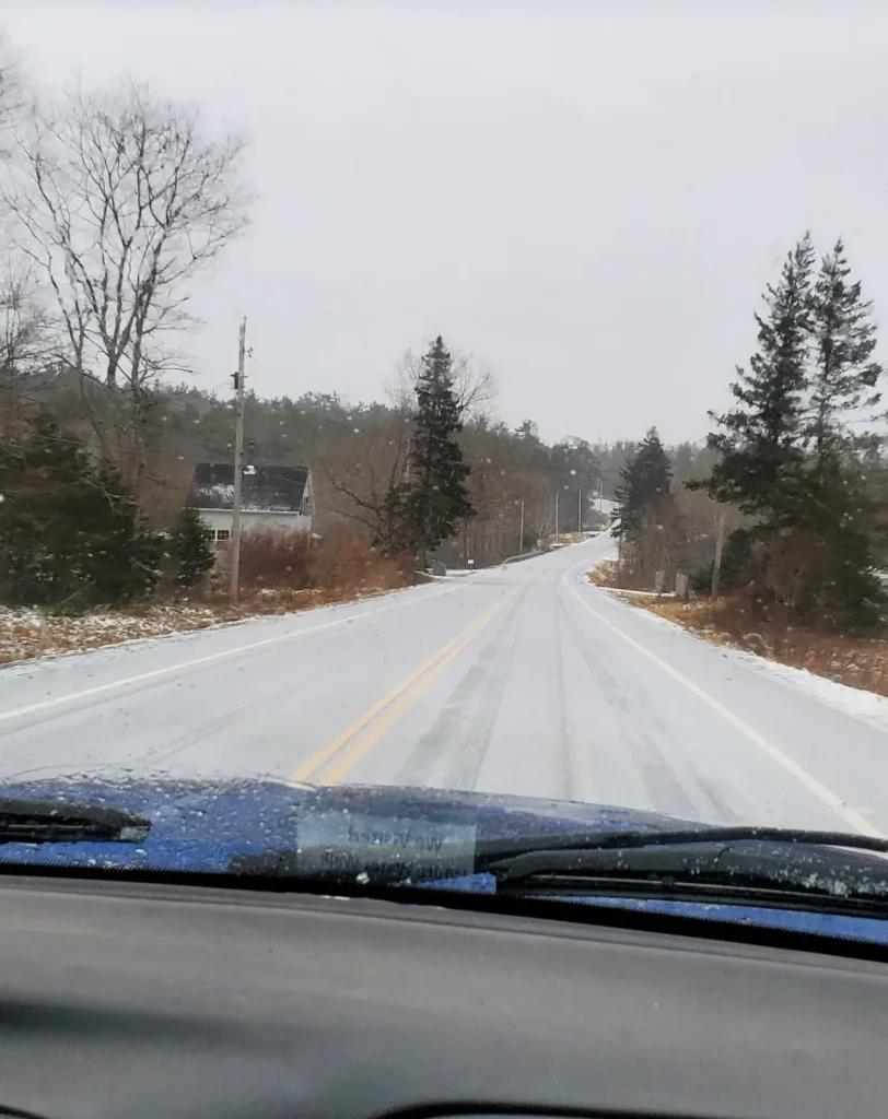 Showing the state of the roads before we even left Annapolis Royal. One of my January 2024 adventures in Nova Scotia